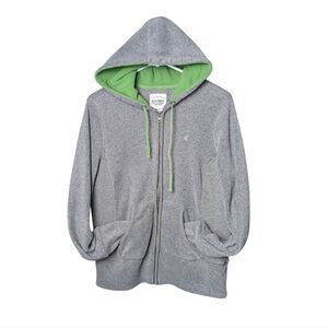 Old Navy Gray Hoodie Green Lining Women's L Drawstring Hood Full Zipper Front